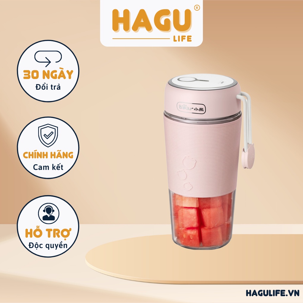 Máy Xay Sinh Tố Bear Cầm Tay Đa Năng 300ML LLJ-B03C1 - Hàng Chính Hãng - Bảo Hành 18 Tháng