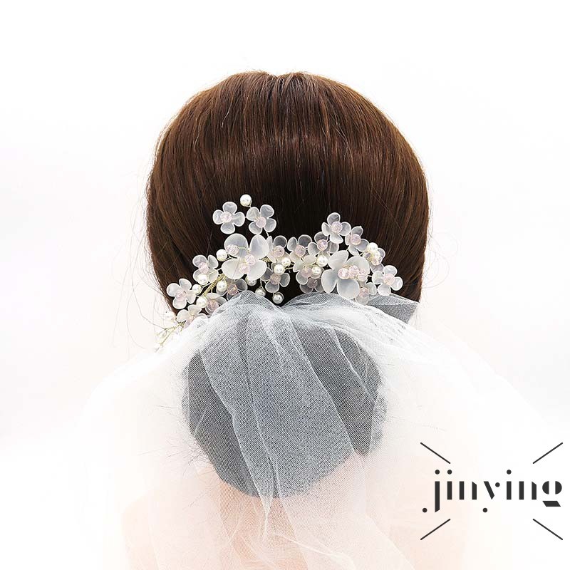 GETNOIVAS Lược cài tóc hợp kim đính hoa giả thanh lịch phong cách Hàn Quốc cho cô dâu