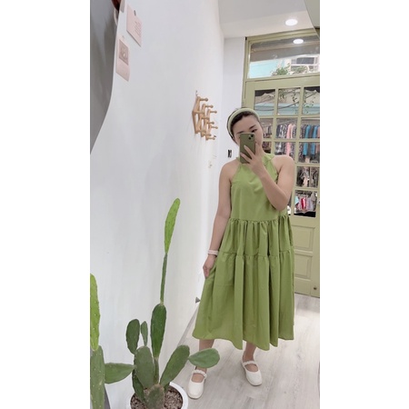 Váy đầm maxi cổ yếm Tutranshop