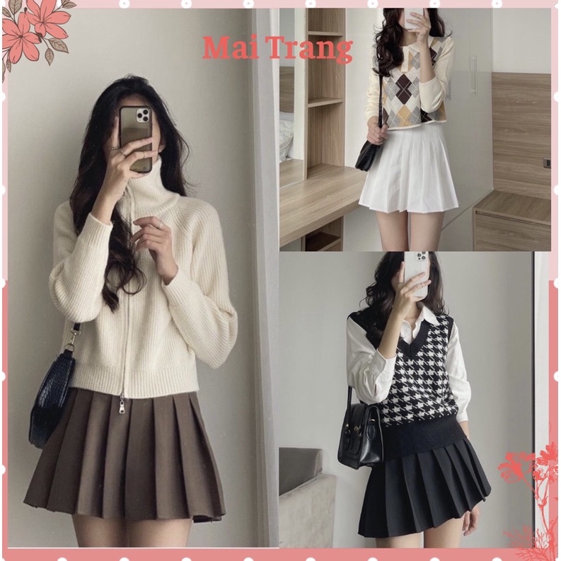 Chân váy tennis xếp ly lưng cao, Chân váy ngắn xếp li chữ a đẹp  – (CV09)