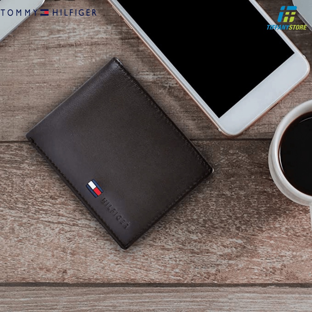 Ví nam Tommy Hilfiger Men's Leather Slim Bifold Wallet - Ví da mềm màu nâu - 31TL22X060 - hàng chính hãng - Nhập tại Mỹ