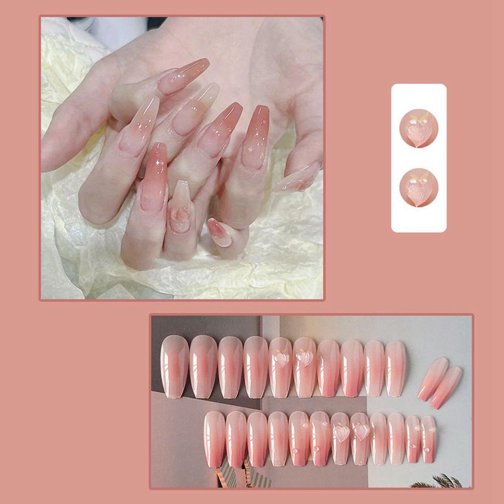 ♪PATH♪ 24pcs/Box Ballerina Wearable Detachable Nail Tips|Coffin False Nails Artificial Manicure Tool Press On Nails Full Cover French Fake Nails
