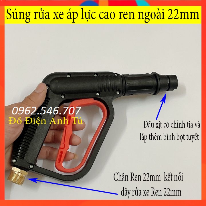 Bộ 10M-15M-20M dây rửa xe Lõi Thép và súng xịt - súng rửa xe áp lực cao ren 22mm