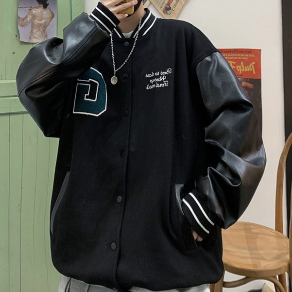 Áo khoác bóng chày dáng rộng phong cách Retro thời trang Hàn quốc cho nam