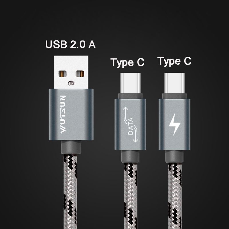 Dây Cáp Sạc Nhanh Chữ Y Chuyển Đổi USB Type C Sang Hai Cổng USB 2 0 Type A