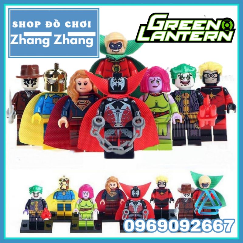 Đồ chơi Xếp hình gồm Joker - Spawn - Dr. Fate - Rorschach - Super Girl - Green Lantern - Blink Minifigures POGO PG8085