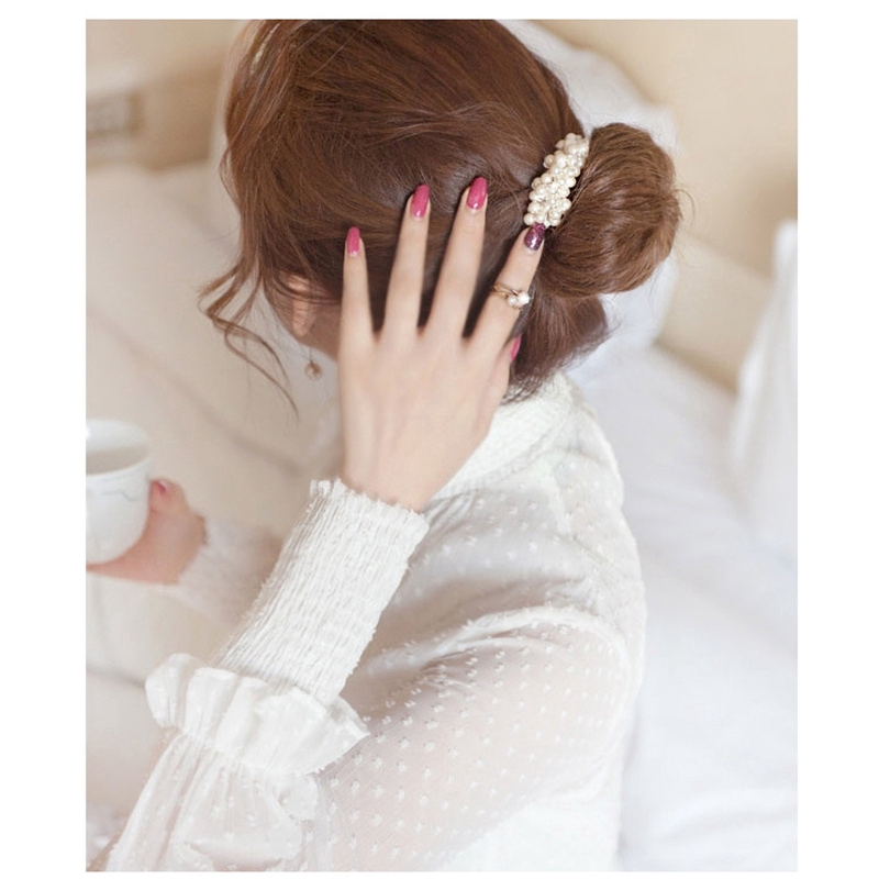 Dây cột tóc đính hạt giả ngọc trai tùy chọn màu sắc