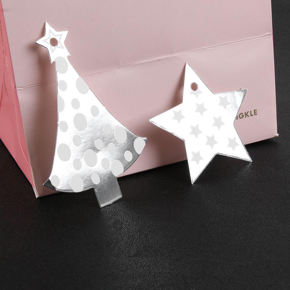 BORAG Set 12 Nhãn Dán Trang Trí Hộp Quà Sinh Nhật Hình Ông Già Noel &amp; Ngôi Sao Bằng Giấy Kraft Màu Vàng