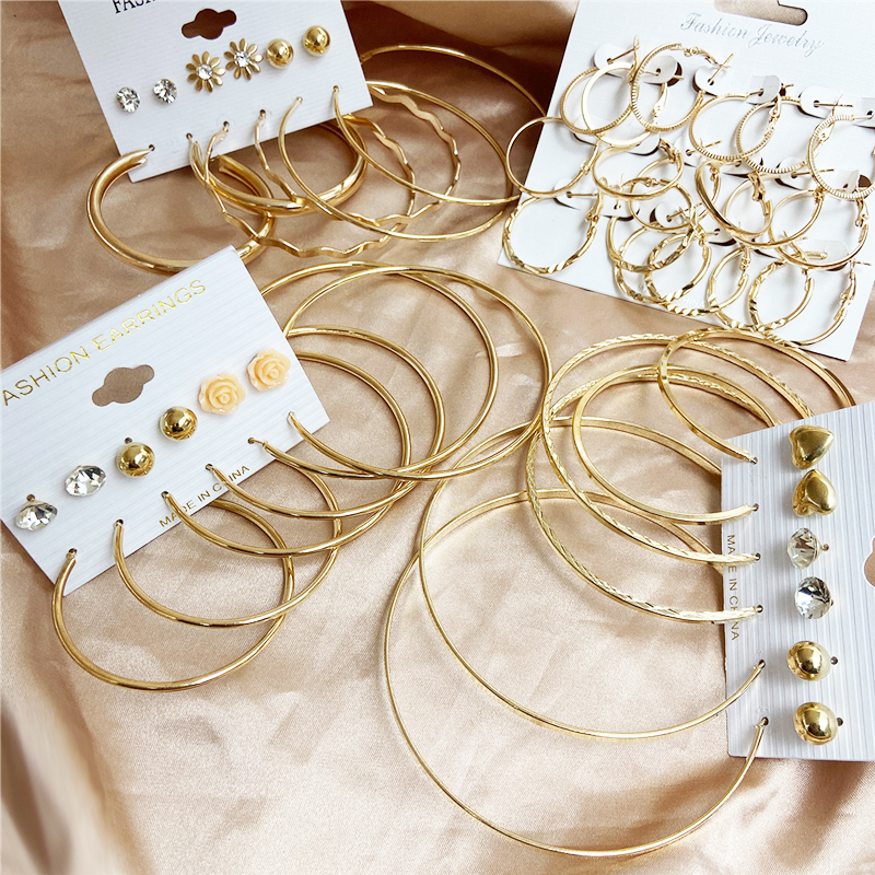 Set Khuyên Tai Đính Đá / Ngọc Trai Phong Cách Cổ Điển Dành Cho Nữ