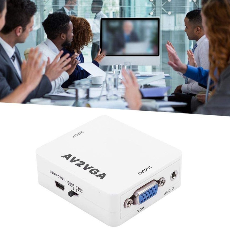 HD AV2VGA Video Converter with 3.5mm Audio AV to VGA for PC to TV