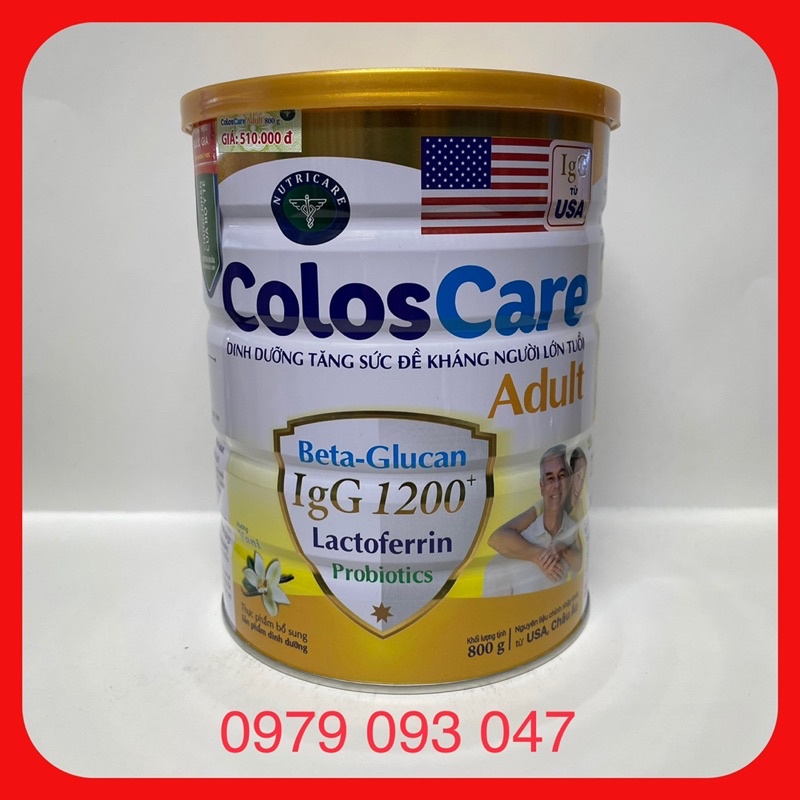 Sữa Nutricare Coloscare Adult ( dinh dưỡng cho người cao tuổi ) lon 400g và 800g - date: 7/2023