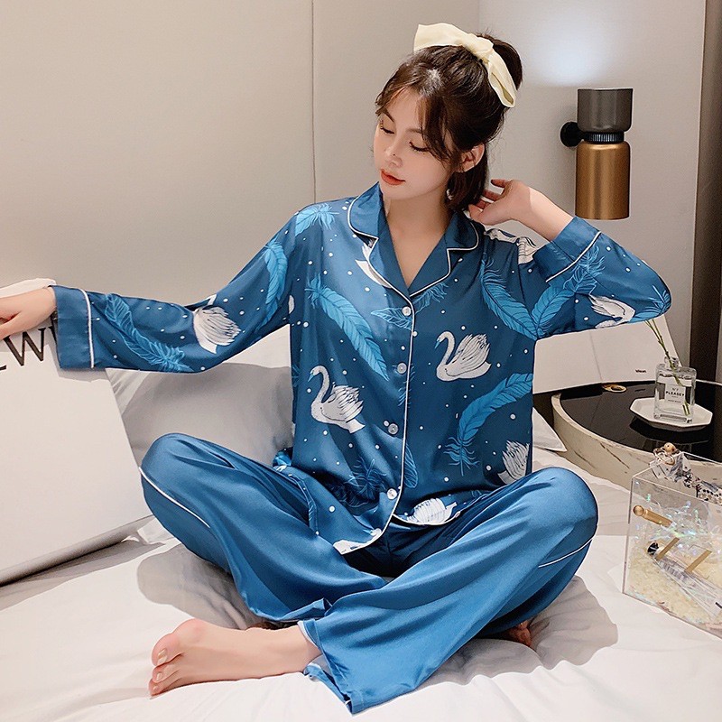 Bộ Pizama tay dài hình hạt lụa QC Cao Cấp Y075