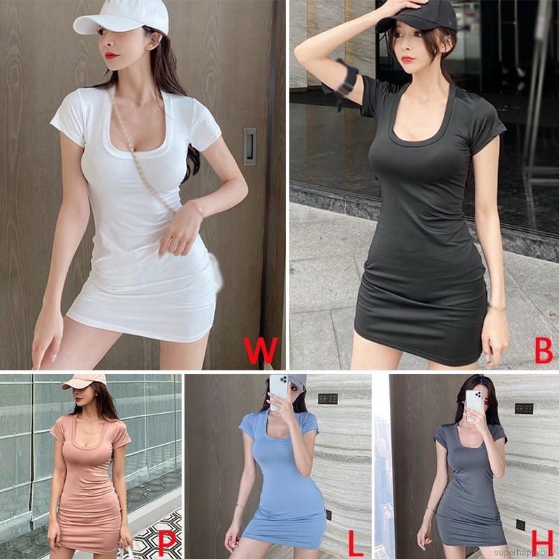 Đầm Body Tay Ngắn Thiết Kế Cổ Chữ U Quyến Rũ Dành Cho Nữ