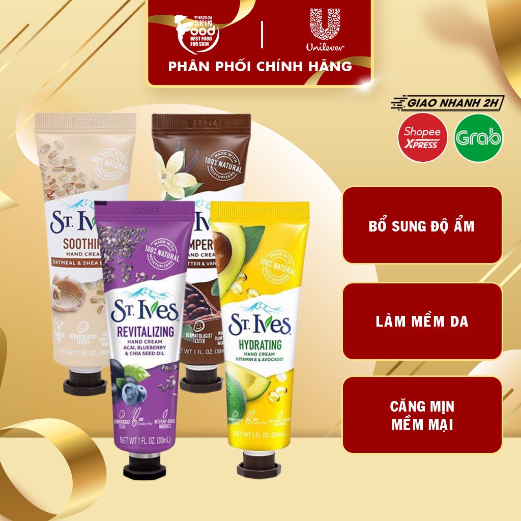 Kem Dưỡng Da Tay Giúp Dưỡng Ẩm, Phục Hồi St.Ives Hand Cream 30ml