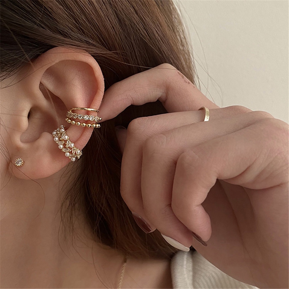 1 khuyên tai đính ngọc trai đơn giản thời trang Hàn Quốc
