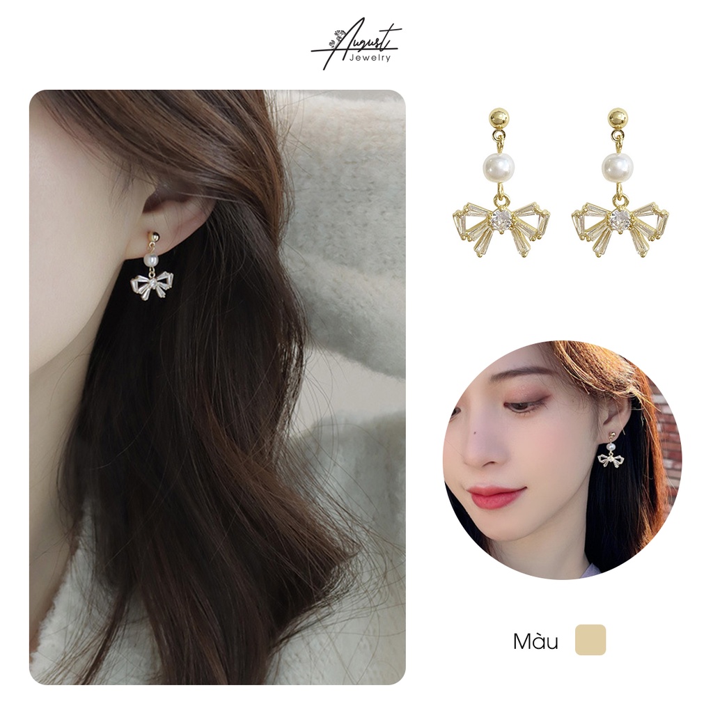 [Augustcloth | AugustJewelry] Bông tai/ Hoa tai hạt ở giữa và có nơ