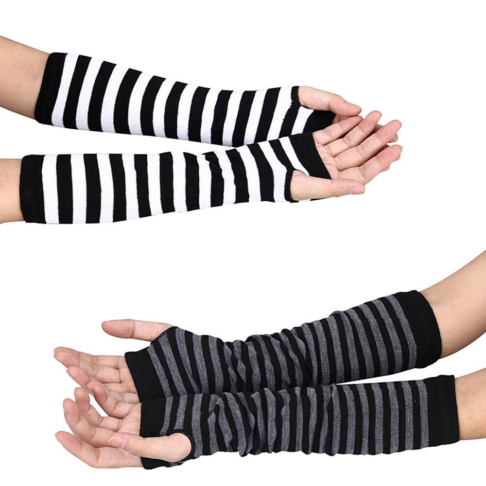 Đôi Găng Tay Vải Cotton Dệt Kim Hở Ngón Giữ Ấm Mùa Đông Cho Phụ Nữ