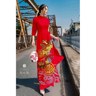 GIÁ XƯỞNG - Áo dài cách tân lụa in 3D con công