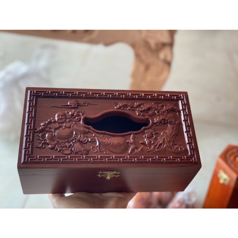 Hộp đựng giấy ăn bằng gỗ hương cao cấp