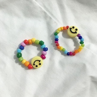 💍 nhẫn hạt cườm xỏ hạt nhiều màu mặt cười 🙂 phong cách bohemian - handmade/ beaded rings 💍