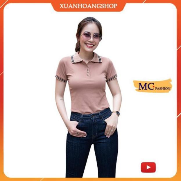 Áo Phông Nữ Dáng Thun Có Cổ Tay Ngắn Đẹp Đủ Màu Trắng Đen Tím Xanh Than Vàng Nâu Vải Cotton Mc Fashion Ap169 ⚠️ 💝 👕 * hè