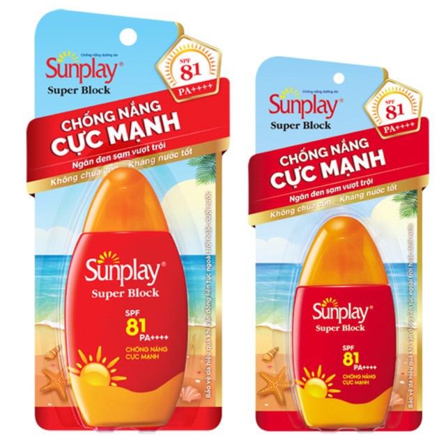 Kem chống nắng Cực Mạnh Sunplay Super Block SPF 81 PA++++ Sữa chống nắng dưỡng trắng da - Mộc Diệp (Super_Block)