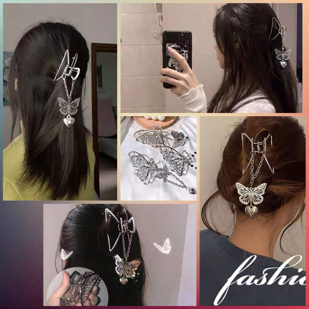 Kẹp Tóc Kim Loại Trang Trí Mặt Hình Bướm Dễ Thương