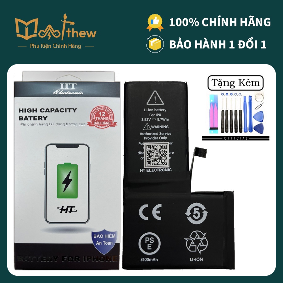 Pin Điện Thoại 5s 6 6s 7 8 Plus X Dung Lượng Cao Tặng Kèm Tua vit Và Seal Dán Pin Bảo Hành 1 Năm Lỗi Đổi Mới