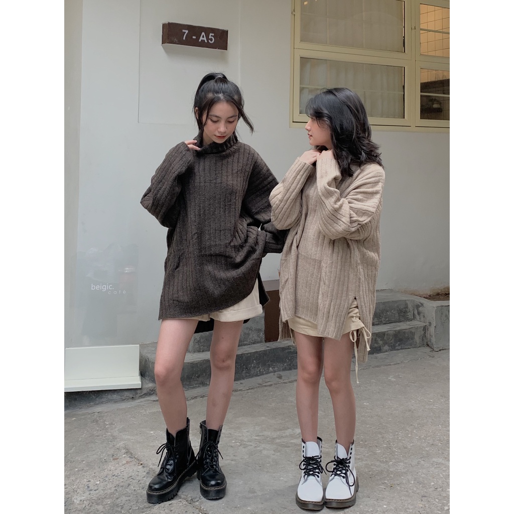 Áo len cao cổ oversize dệt dọc LEN148 LOLLIE STUDIO