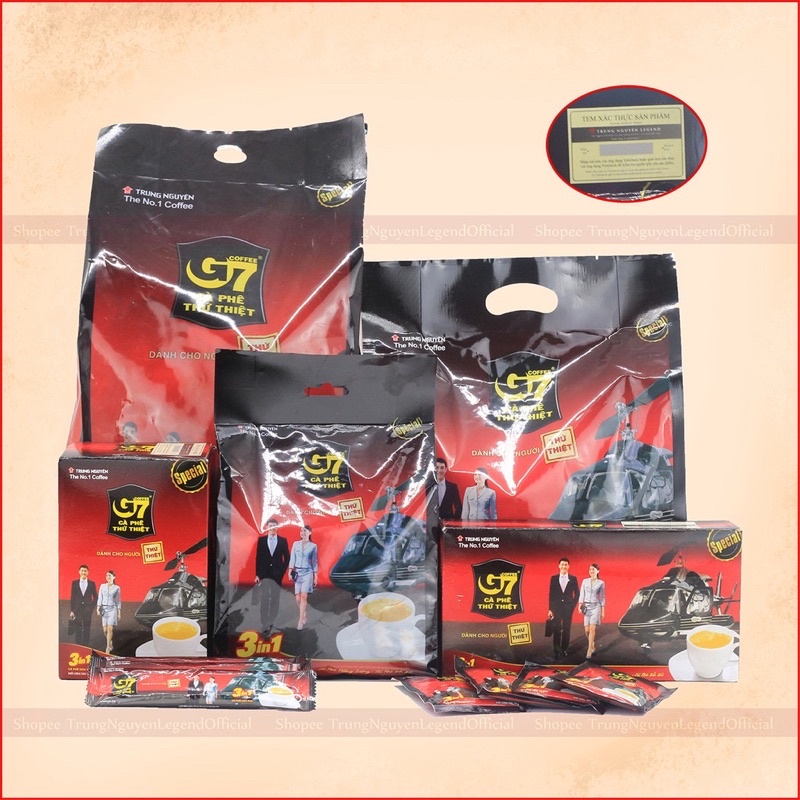 Cafe Hoà Tan G7 Thứ Thiệt 3 in 1 Bịch 50 gói