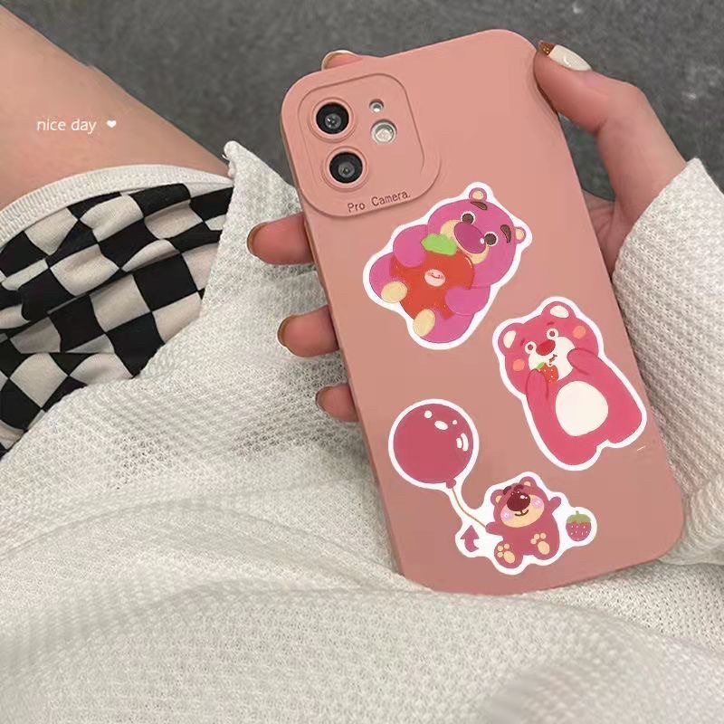 Sticker Gấu Hồng Trang Trí Điện Thoại, Sổ Tay, Bình Nước