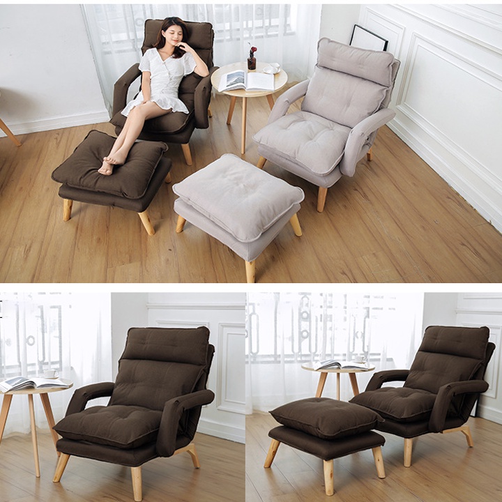 Ghế Lười, Ghế Sofa Thư Giãn Kèm Đôn Gác Chân 5 Chế Độ Ngả Thành Giường Đa Năng