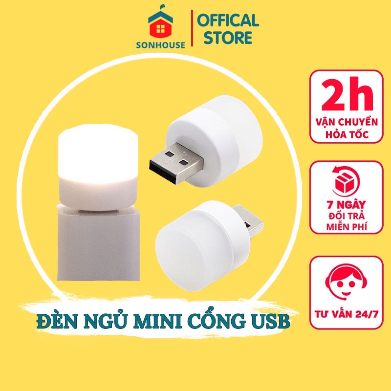Đèn Ngủ Mini Hình Tròn Bóng LED - Cổng USB