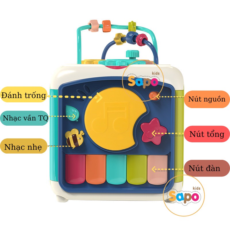 Hộp âm nhạc đa năng 7 mặt giáo dục sớm cho trẻ có tặng kèm pin và tua vít Sapo Kids