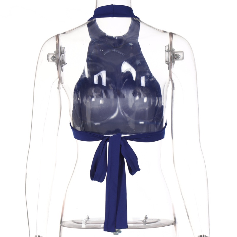 Áo Croptop Cột Dây Hở Lưng In Chữ Quyến Rũ Cho Nữ