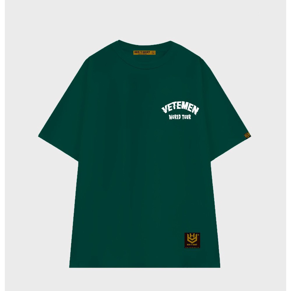 Áo thun unisex tay lỡ màu xanh lá form rộng, áo phông nam nữ form rộng chất cotton 2 chiều mát mịn VETEMEN