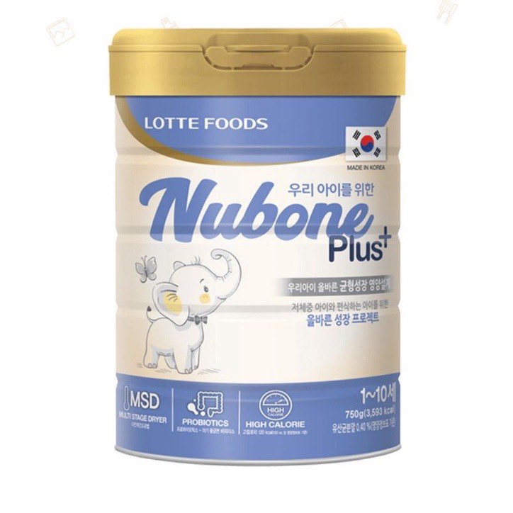 Sưa bột Nubone Step 1,2 và Plus+ loại 750g nhập khẩu nguyên lon từ Hàn Quốc