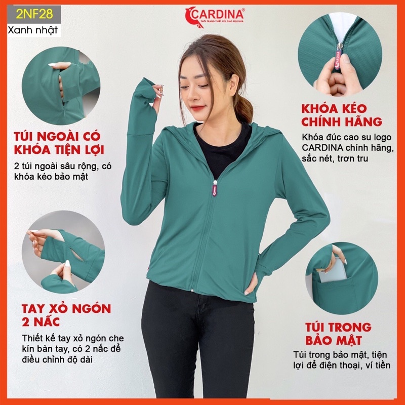 Áo Chống Nắng Nữ 𝐂𝐀𝐑𝐃𝐈𝐍𝐀 2 Lớp Chất Thun Lạnh Nhật Cao Cấp Chống Tia UV 2NF2