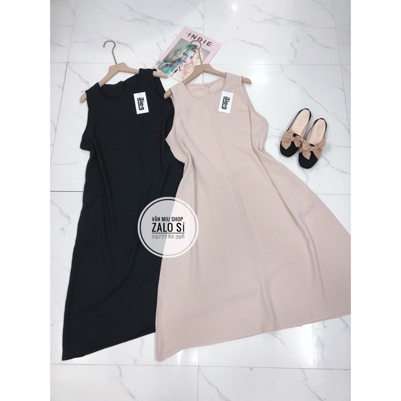 Váy suông đũi ulzzang sát nách dáng xoè rộng