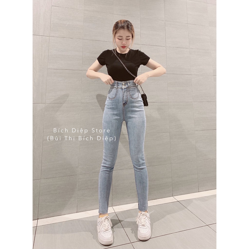Quần Jeans Ôm Co Giãn 4 Chiều Túi Bé Cắt Gấu - Mã J19