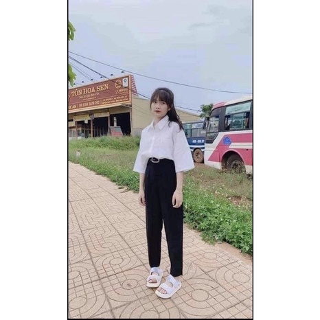 Áo Sơ Mi Trắng Học Sinh Cộc Tay From Rộng