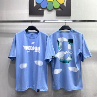 Áo thun Unisex Uncover FreeDom Full Tag Vải 100% Cotton Full Tag Form Rộng Tay Lỡ - Blue - GauPeoo