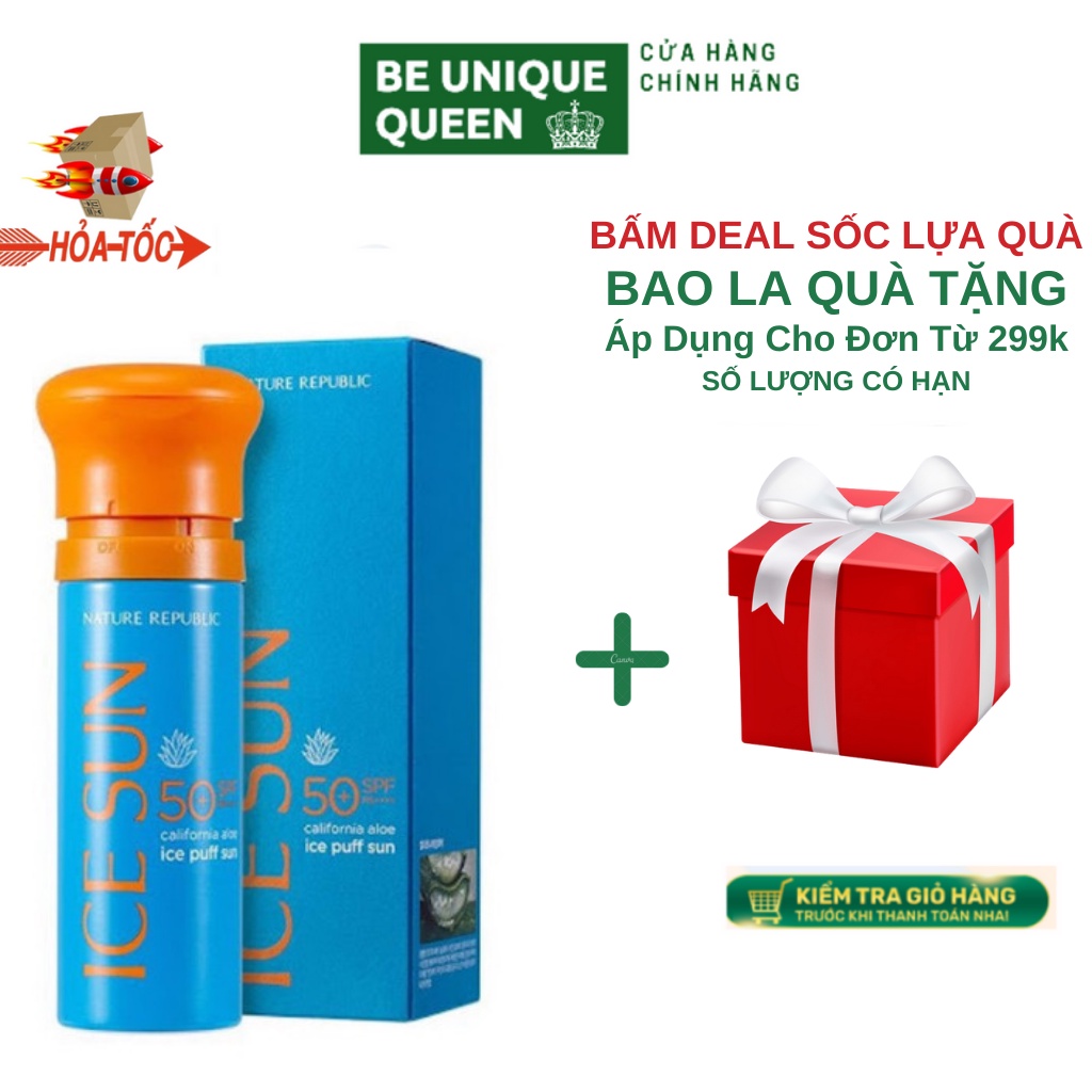 Kem chống nắng Ice Sun Nature Republic SPF 50 PA+++ kcn Ice puff Sun Chính Hãng Hàn Quốc