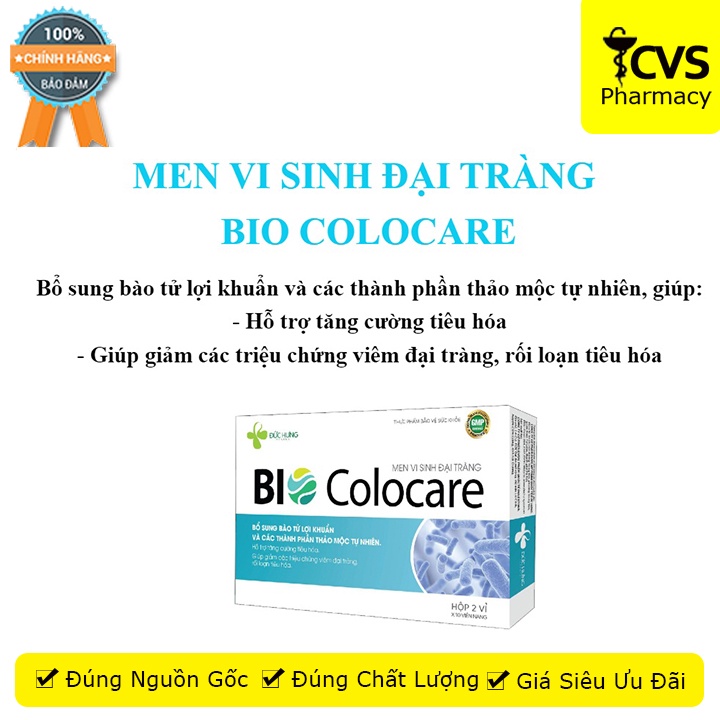 Men Vi Sinh Đại Tràng BIO Colocare rối loạn tiêu hóa 20 viên - Cvspharmacy