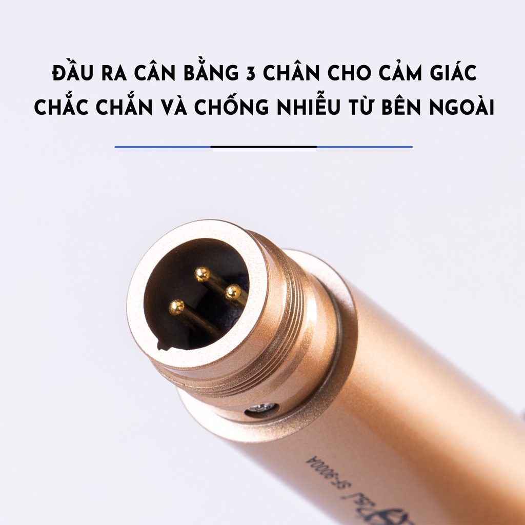 Micro karaoke có dây cao cấp JSJ SF-9000A thiết kế sang trọng mỹ quan hợp xu hướng đầu mic làm từ kim loại vàng