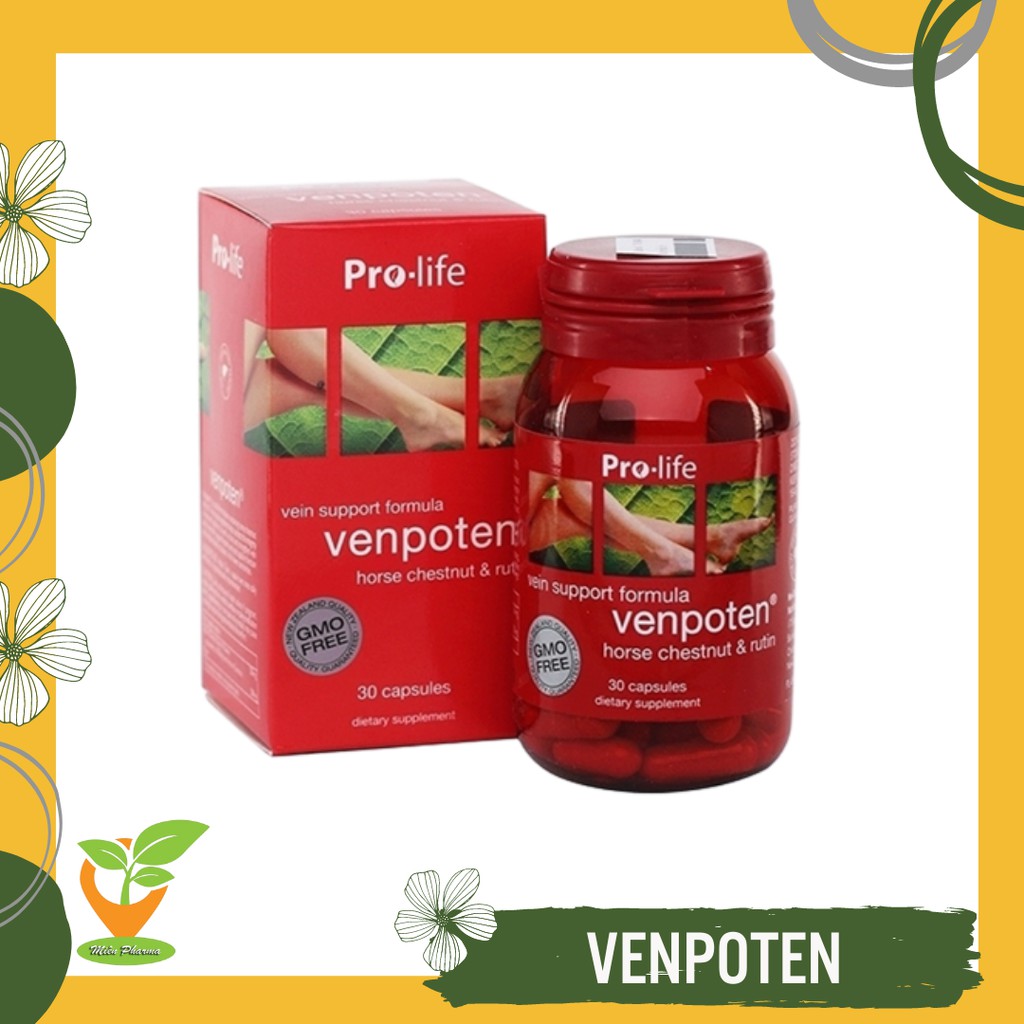 VENPOTEN [Hộp 30/120 viên] - Viên Uống Hỗ Trợ Giãn Tĩnh Mạch Venpoten Pro-Life [daflon/rutin/bonivein]