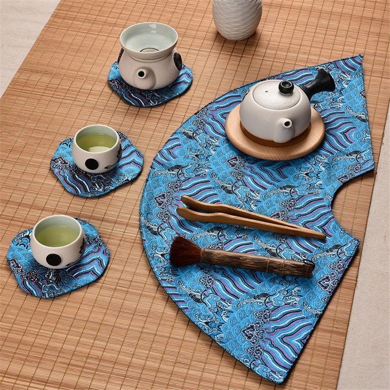 Thảm Lót Bàn Ăn Vải Lanh Thêu Hoa Phong Cách Trung Hoa