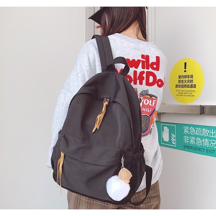 Balo ulzzang chống nước Bag.ThanhThu không họa tiết tặng kèm móc khóa 82