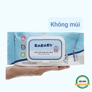 ⚡️ Khăn Ướt Em Bé Bababy Xanh Gói 80 Miếng - Không Mùi