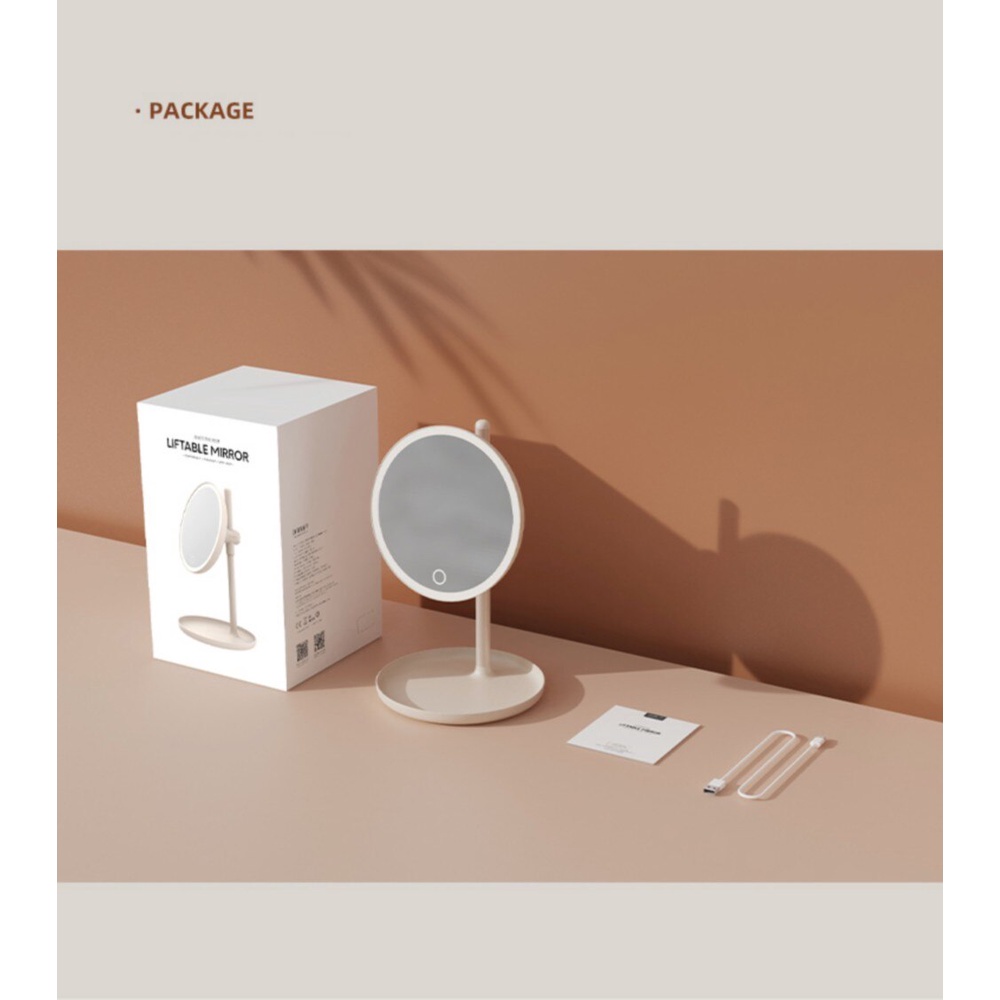 Gương trang điểm UARELIFFE với đèn led có thể điều chỉnh 2 cấp độ có khay đựng tiện dụng